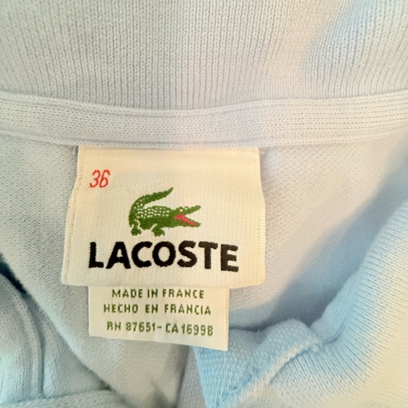 Lacoste Y2K Light Blue Women’s Short Sleeve Polo Tee Size 36 XS/Small MSRP $98 - Picture 4 of 10